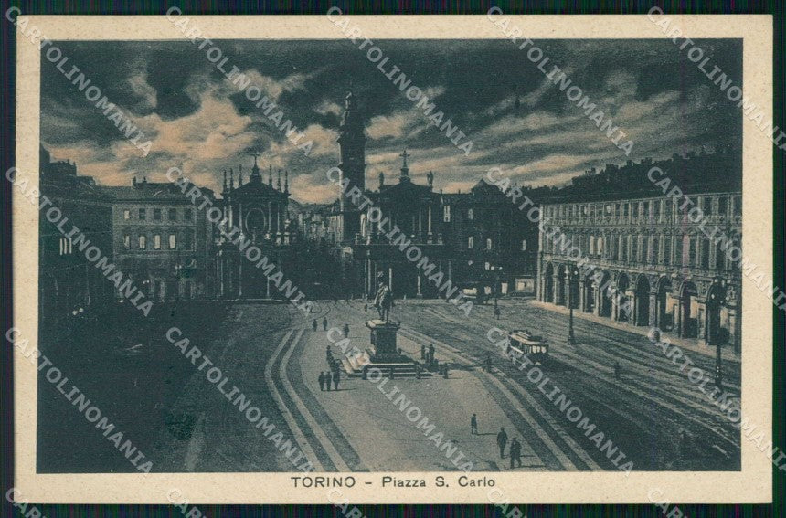 Torino Città Piazza San Carlo Tram Notturno cartolina MZ5835 – fronte
