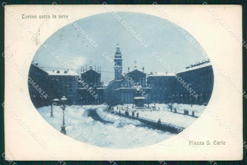 Torino Città Piazza San Carlo Innevata Modiano 16139 cartolina MZ5837 – fronte