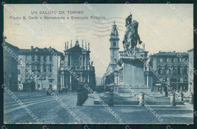 Torino Città Saluto da Piazza San Carlo Tram cartolina MZ5842 – fronte