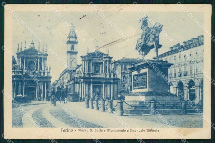 Torino Città Piazza San Carlo Tram Emanuele Filiberto cartolina MZ5843 – fronte
