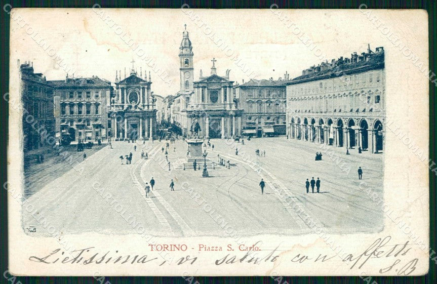 Torino Città Piazza San Carlo TRACCE UMIDO cartolina MZ5847 – fronte