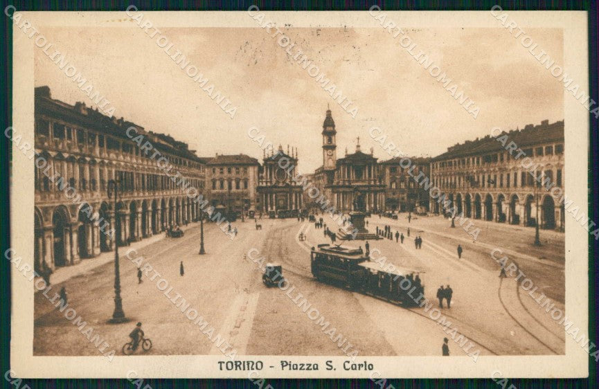 Torino Città Piazza San Carlo Tram cartolina MZ5848 – fronte