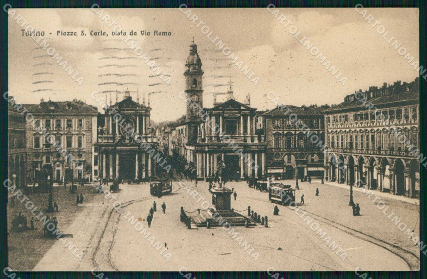 Torino Città Piazza San Carlo Tram Veduta da Via Roma cartolina MZ5851 – fronte