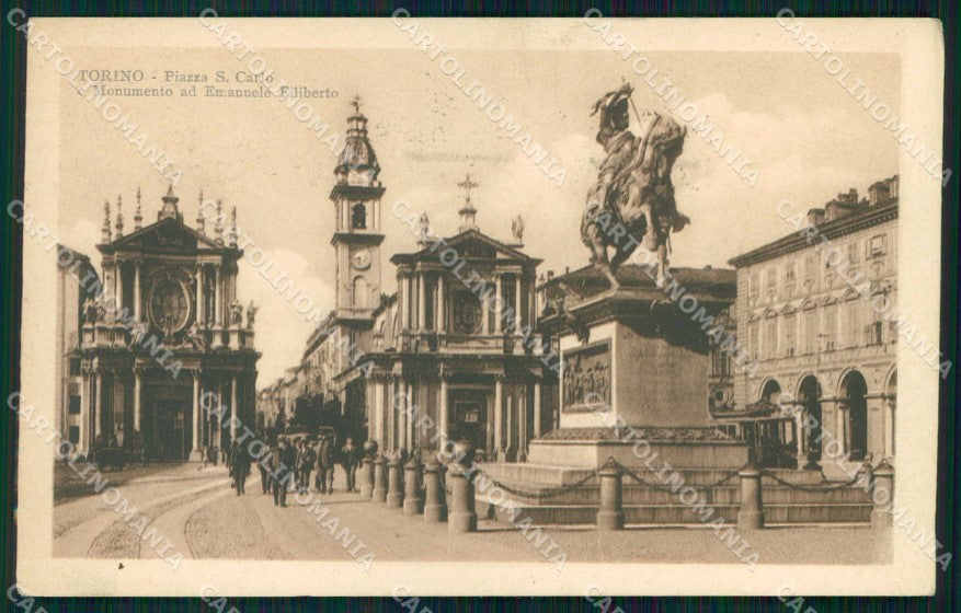 Torino Città Piazza San Carlo Monumento Emanuele Filiberto cartolina MZ5852 – fronte