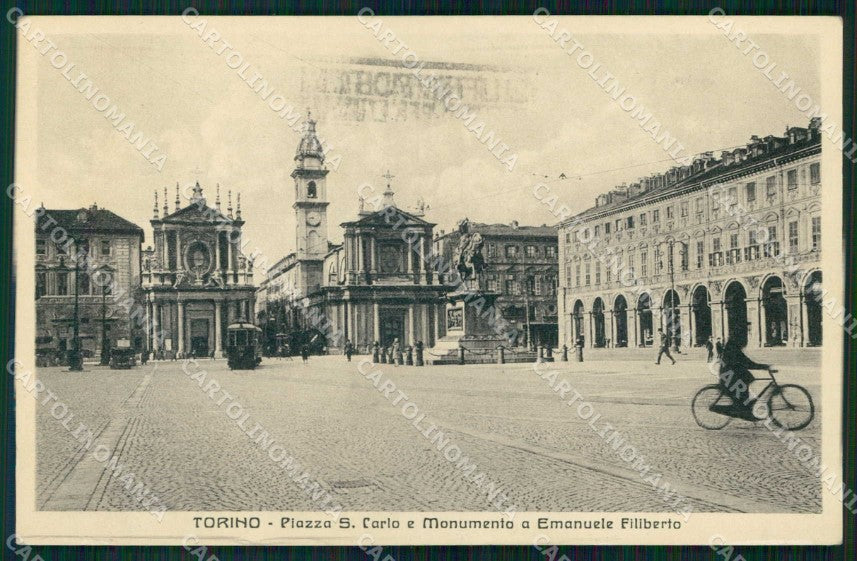 Torino Città Piazza San Carlo Tram Emanuele Filiberto cartolina MZ5854 – fronte