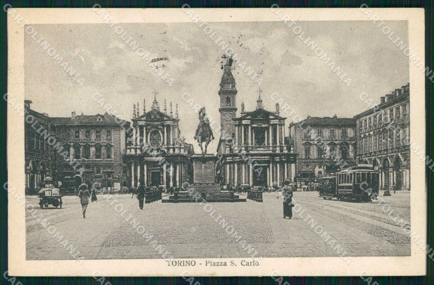 Torino Città Piazza San Carlo Tram Emanuele Filiberto cartolina MZ5855 – fronte