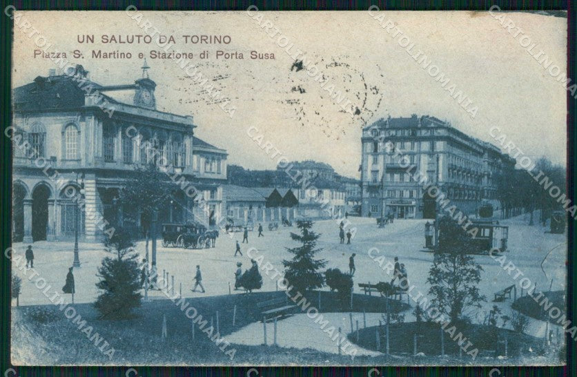 Torino Città Saluto da Piazza San Martino Porta Susa Tram cartolina MZ5867 – fronte