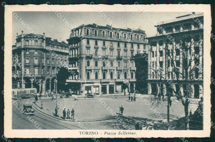 Torino Città Piazza Solferino Tram PIEGHE cartolina MZ5877 – fronte