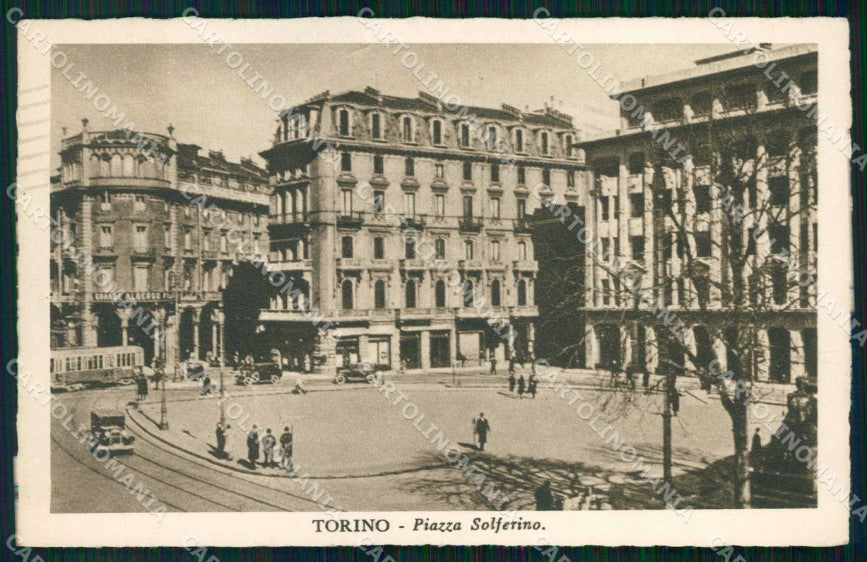 Torino Città Piazza Solferino Tram cartolina MZ5879 – fronte