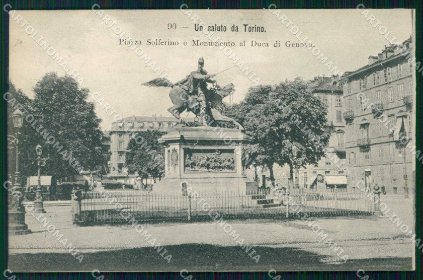 Torino Città Saluto da Piazza Solferino Monumento Duca Genova cartolina MZ5883 – fronte