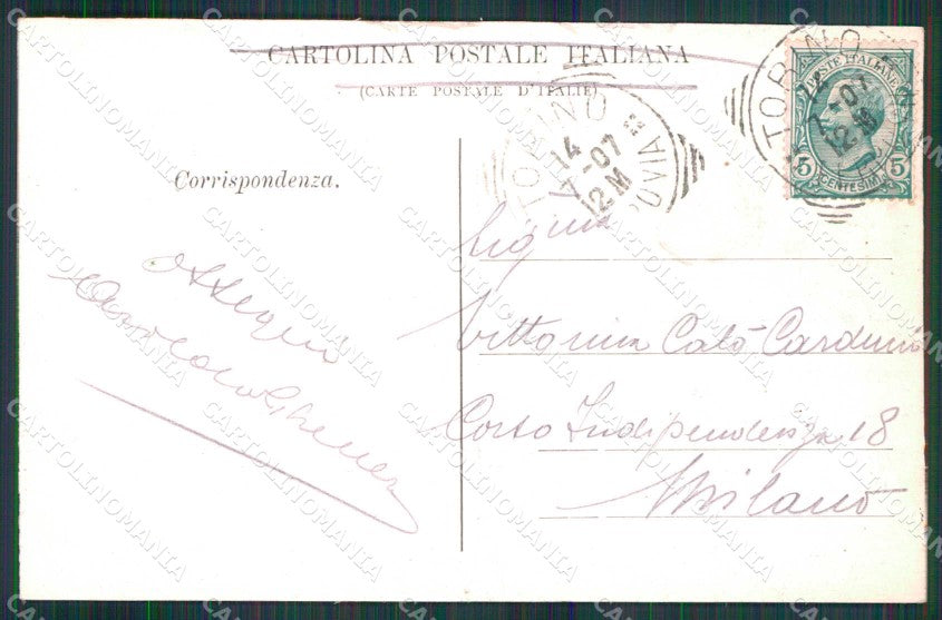 Torino Città Saluto da Piazza Solferino Monumento Duca Genova cartolina MZ5883 – retro