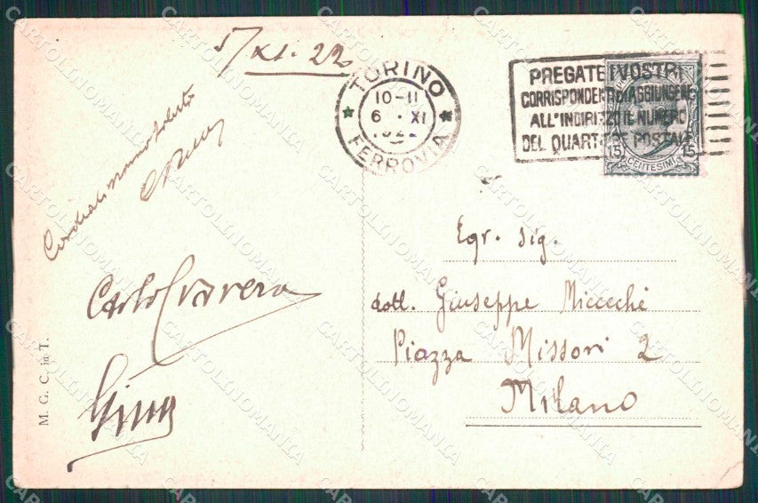Torino Città Piazza Vittorio Emanuele Tram PIEGHINA cartolina MZ5896 – retro