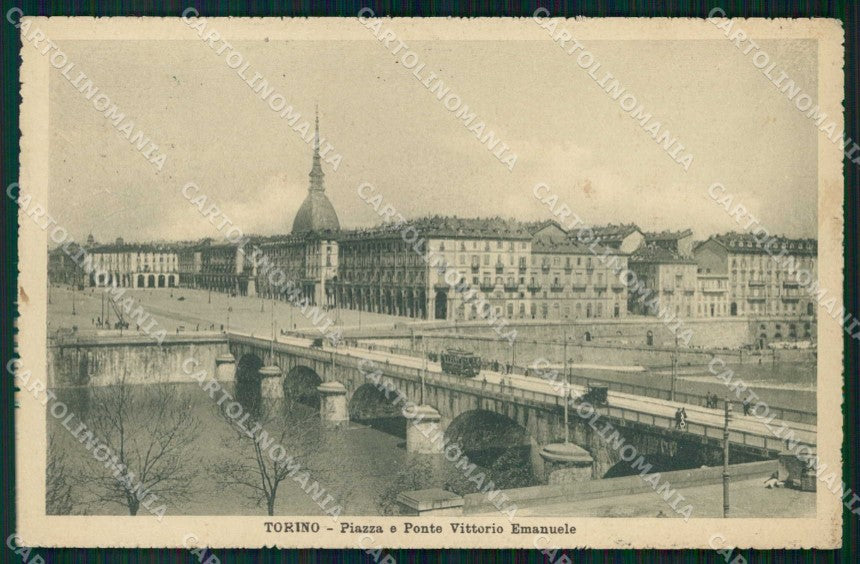 Torino Città Piazza Ponte Vittorio Emanuele Tram cartolina MZ5912 – fronte