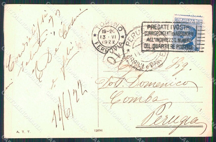 Torino Città Corso Vittorio Emanuele Tram cartolina MZ5938 – retro