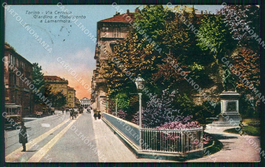 Torino Città Via Cernaia Tram Monumento Lamarmora Giardino cartolina MZ5957 – fronte