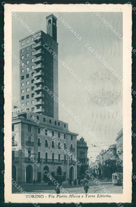 Torino Città Via Pietro Micca Tram Torre Littoria cartolina MZ5977 – fronte