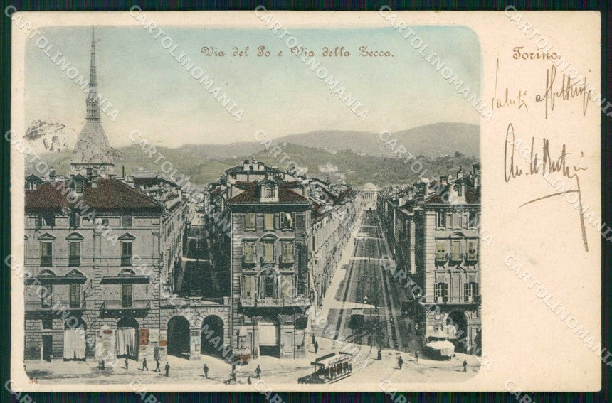 Torino Città Via di Po Tram Via della Zecca FORO cartolina MZ5992 – fronte