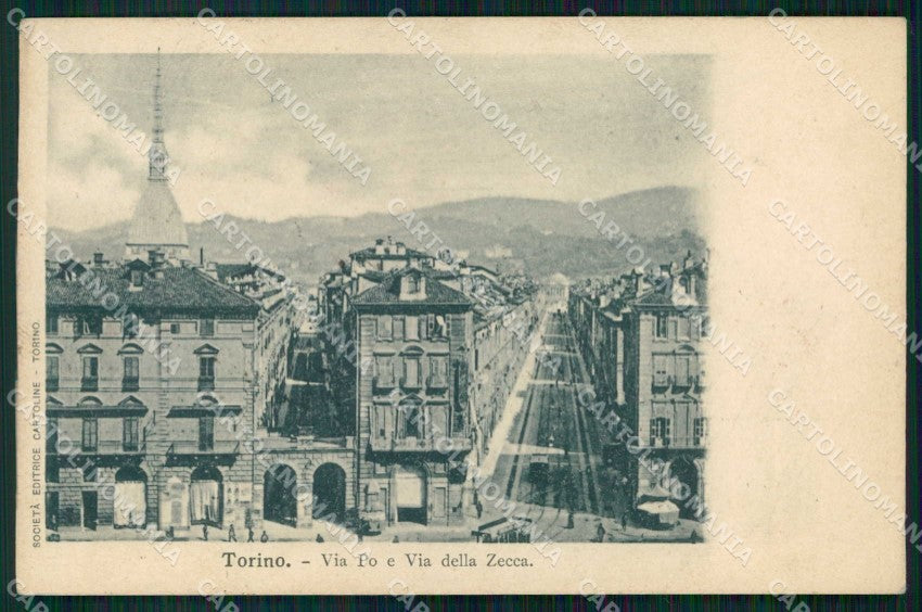 Torino Città Via Po Via della Zecca Tram cartolina MZ5994 – fronte