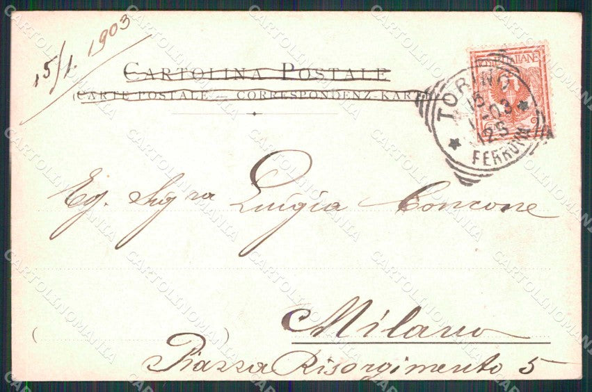 Torino Città Via Po Via della Zecca Tram cartolina MZ5994 – retro