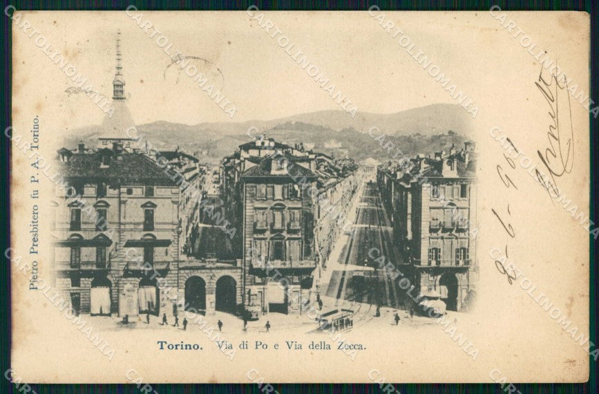 Torino Città Via Po Tram Via della Zecca cartolina MZ6002 – fronte