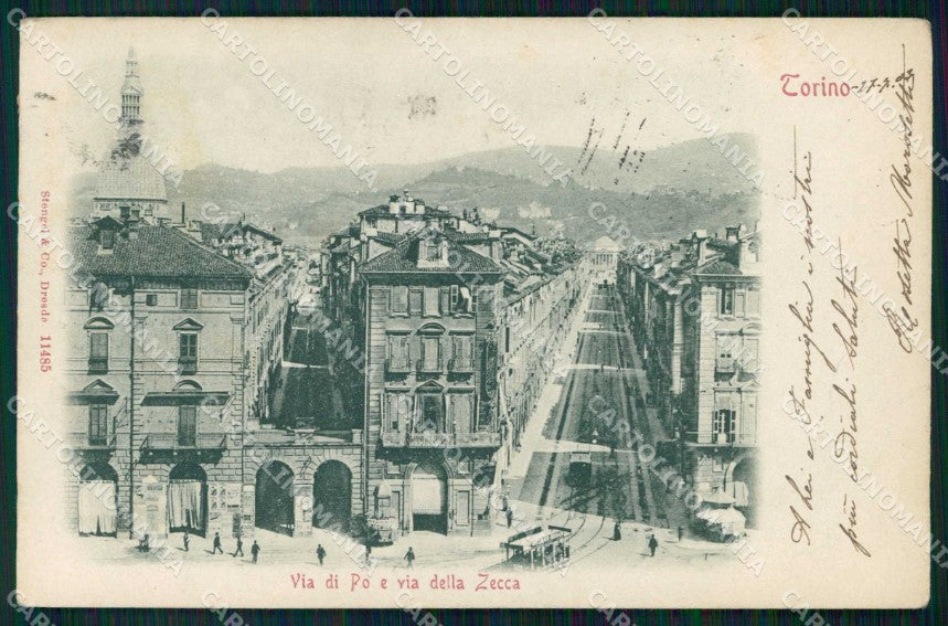 Torino Città Via Po Tram Via della Zecca Stengel 11485 cartolina MZ6005 – fronte
