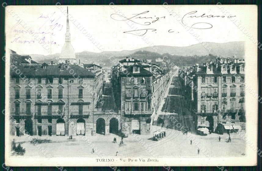 Torino Città Via Po Tram Via della Zecca cartolina MZ6006 – fronte