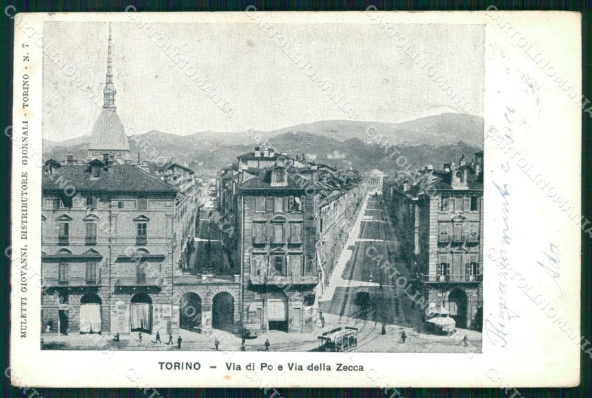 Torino Città Via Po Tram Via della Zecca cartolina MZ6007 – fronte