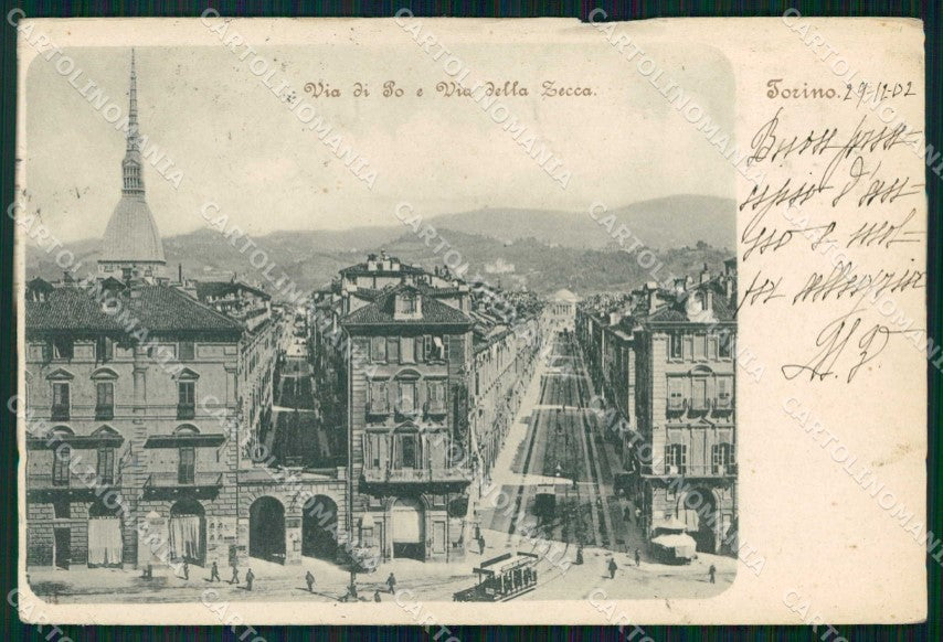 Torino Città Via Po Tram Via della Zecca cartolina MZ6008 – fronte