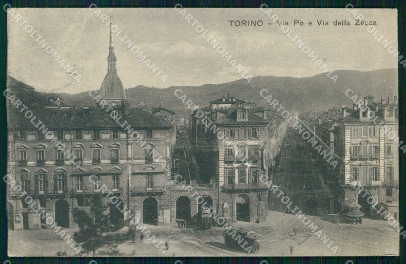Torino Città Via Po Tram Via della Zecca cartolina MZ6009 – fronte