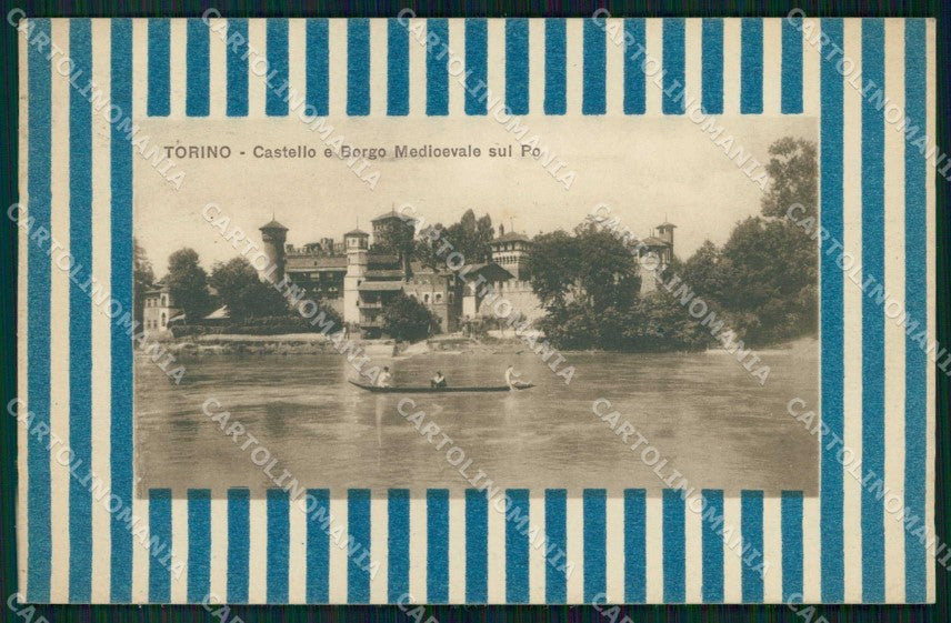 Torino Città Castello Borgo Medioevale sul Po Barca cartolina MZ6050 – fronte