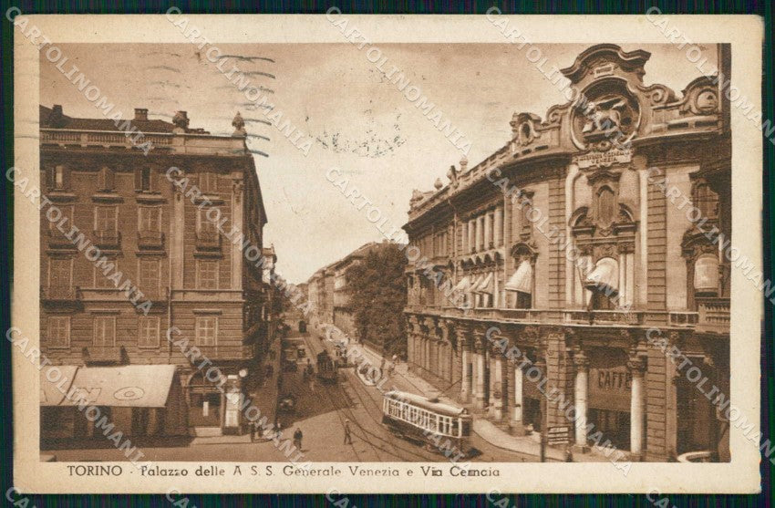 Torino Città Palazzo AssicurazioniVia Cernaia Tram cartolina MZ6057 – fronte