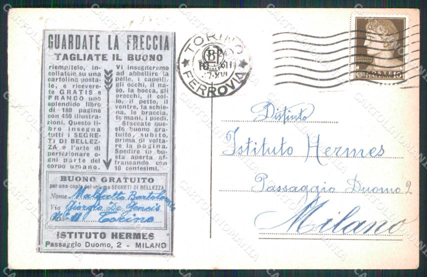 Torino Città Palazzo AssicurazioniVia Cernaia Tram cartolina MZ6057 – retro