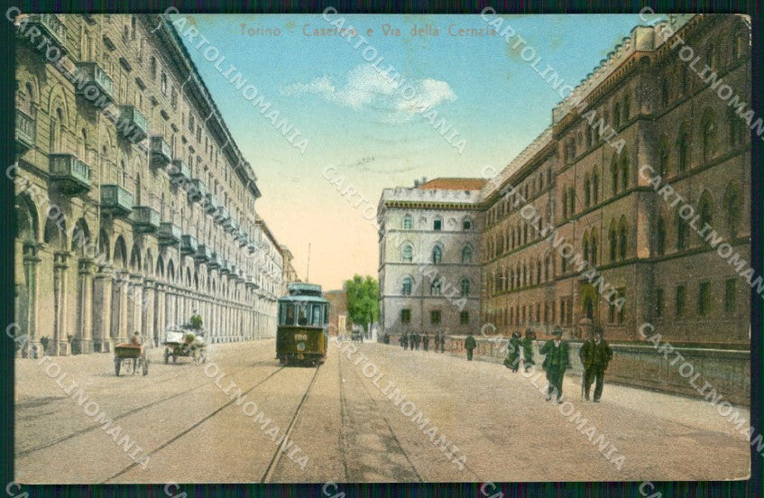 Torino Città Via Cernaia Tram Caserma cartolina MZ6065 – fronte