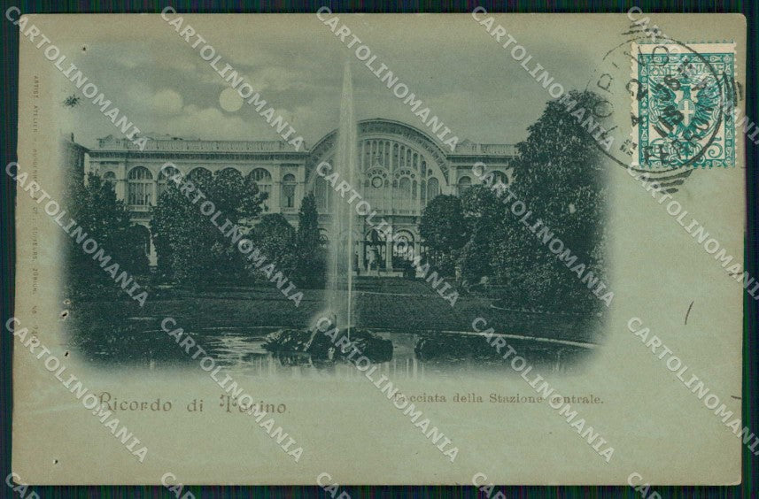 Torino Città Ricordo di Stazione Centrale Chiaro di Luna FORI cartolina MZ6076 – fronte