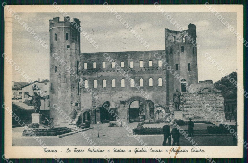 Torino Città Torri Palatine Statue Giulio Augusto Cesare cartolina MZ6099 – fronte