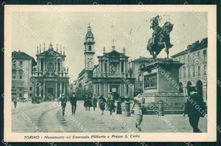 Torino Città Piazza San Carlo Monumento Emanuele Filiberto cartolina MZ6100 – fronte