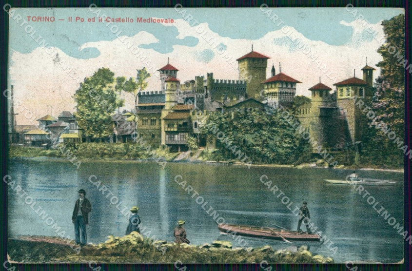 Torino Città Fiume Po Barca Castello Medioevale cartolina MZ6112 – fronte