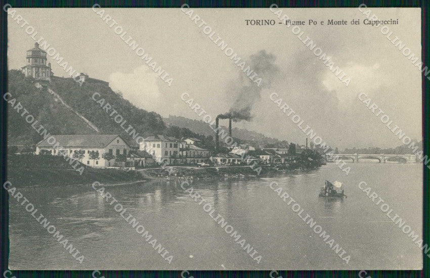 Torino Città Fiume Po Monte dei Cappuccini Barca cartolina MZ6124 – fronte