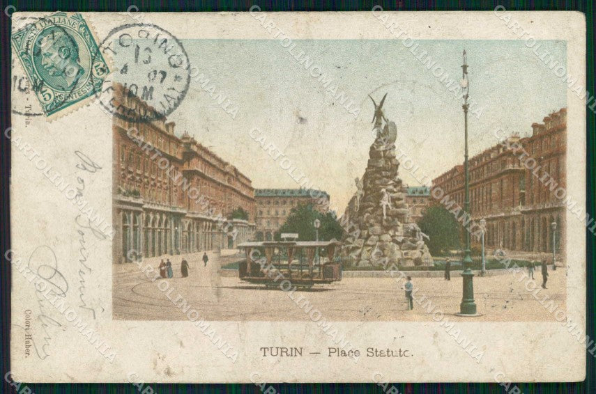 Torino Città Piazza Statuto Tram cartolina MZ6130 – fronte
