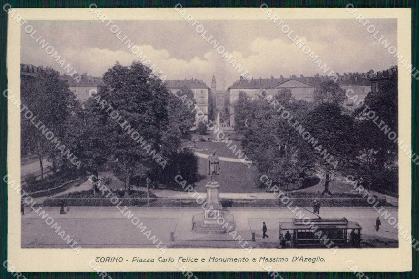Torino Città Piazza Carlo Felice Tram Monumento D'Azeglio cartolina MZ6137 – fronte