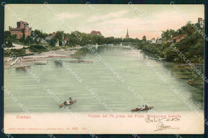 Torino Città Fiume Po Barche cartolina MZ6140 – fronte