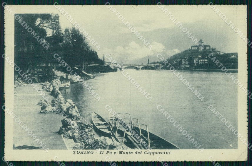 Torino Città Fiume Po Barche Monte dei Cappuccini cartolina MZ6149 – fronte