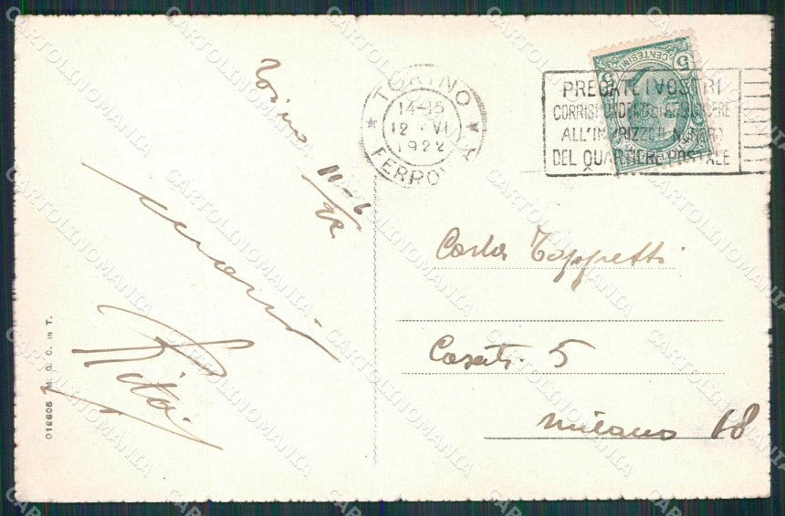 Torino Città Fiume Po Barche Monte dei Cappuccini cartolina MZ6149 – retro