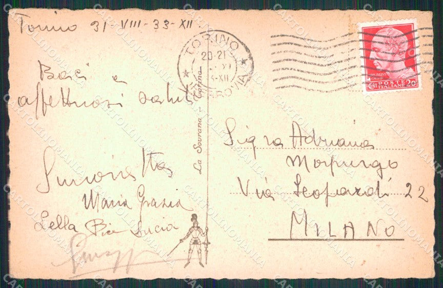 Torino Città Fiume Po Chiesa dei Cappuccini cartolina MZ6153 – retro