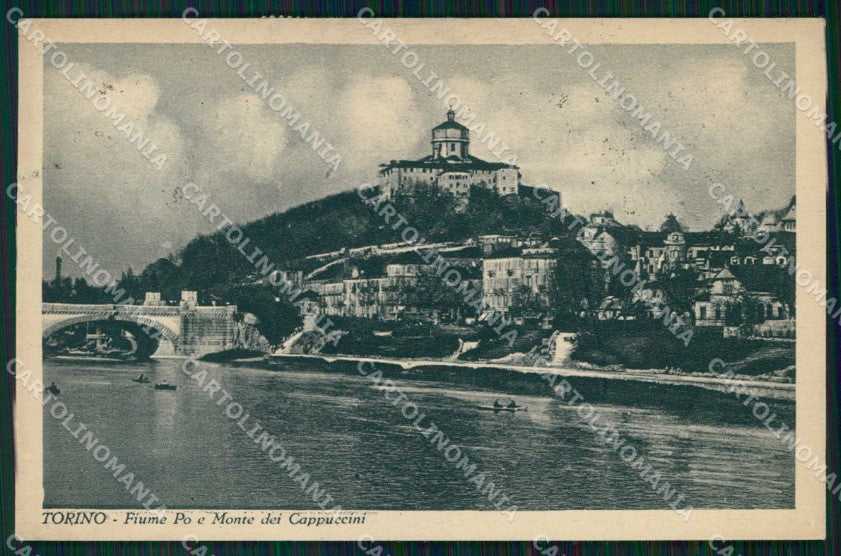 Torino Città Fiume Po Barche Monte dei Cappuccini cartolina MZ6158 – fronte