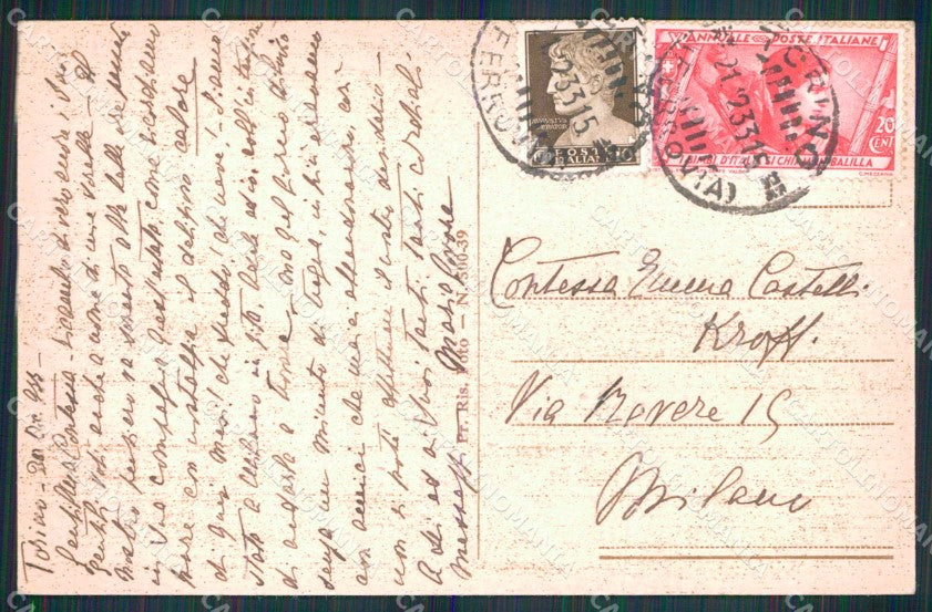 Torino Città Fiume Po Barche Monte dei Cappuccini cartolina MZ6158 – retro