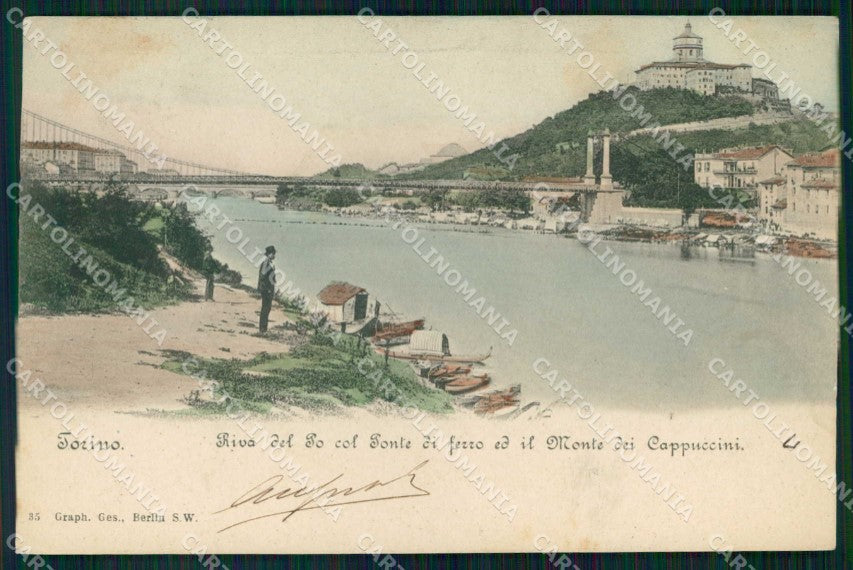 Torino Città Riva del Po Ponte Ferro Monte dei Cappuccini cartolina MZ6162 – fronte