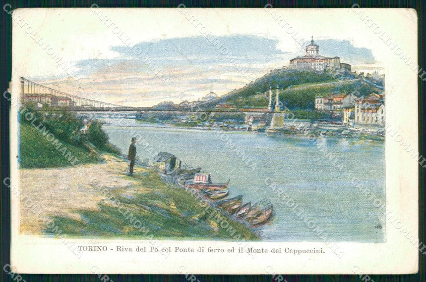Torino Città Riva del Po Ponte Ferro Monte dei Cappuccini cartolina MZ6163 – fronte