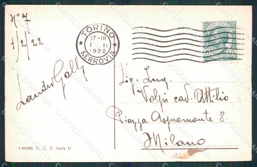 Torino Città Saluto da Riva Po Monte dei Cappuccini cartolina MZ6164 – retro