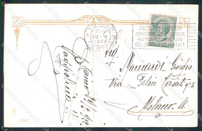 Torino Città Riva Po Castel del Valentino Notturno cartolina MZ6165 – retro